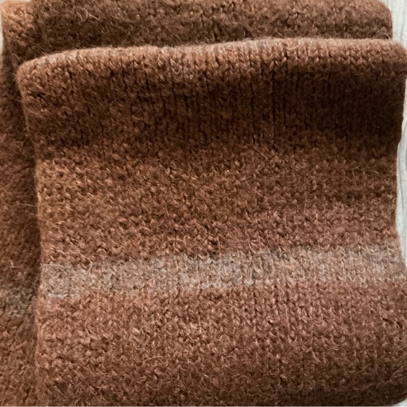 Vintage Brown wool chunky knit tassel winter scarf 58”x7 - Picture 3 of 3